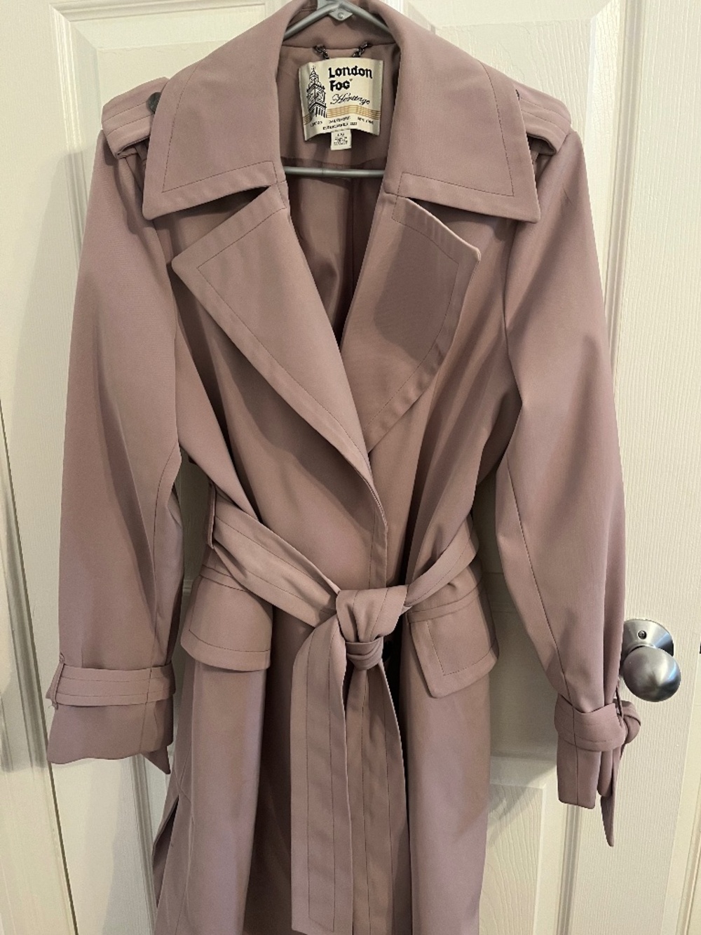 London Fog Heritage Water-Resistant Belted Trench Coat Mauve L